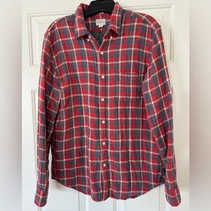J. Crew Red and Blue Checkered plaid button down  Shirt jacket size large